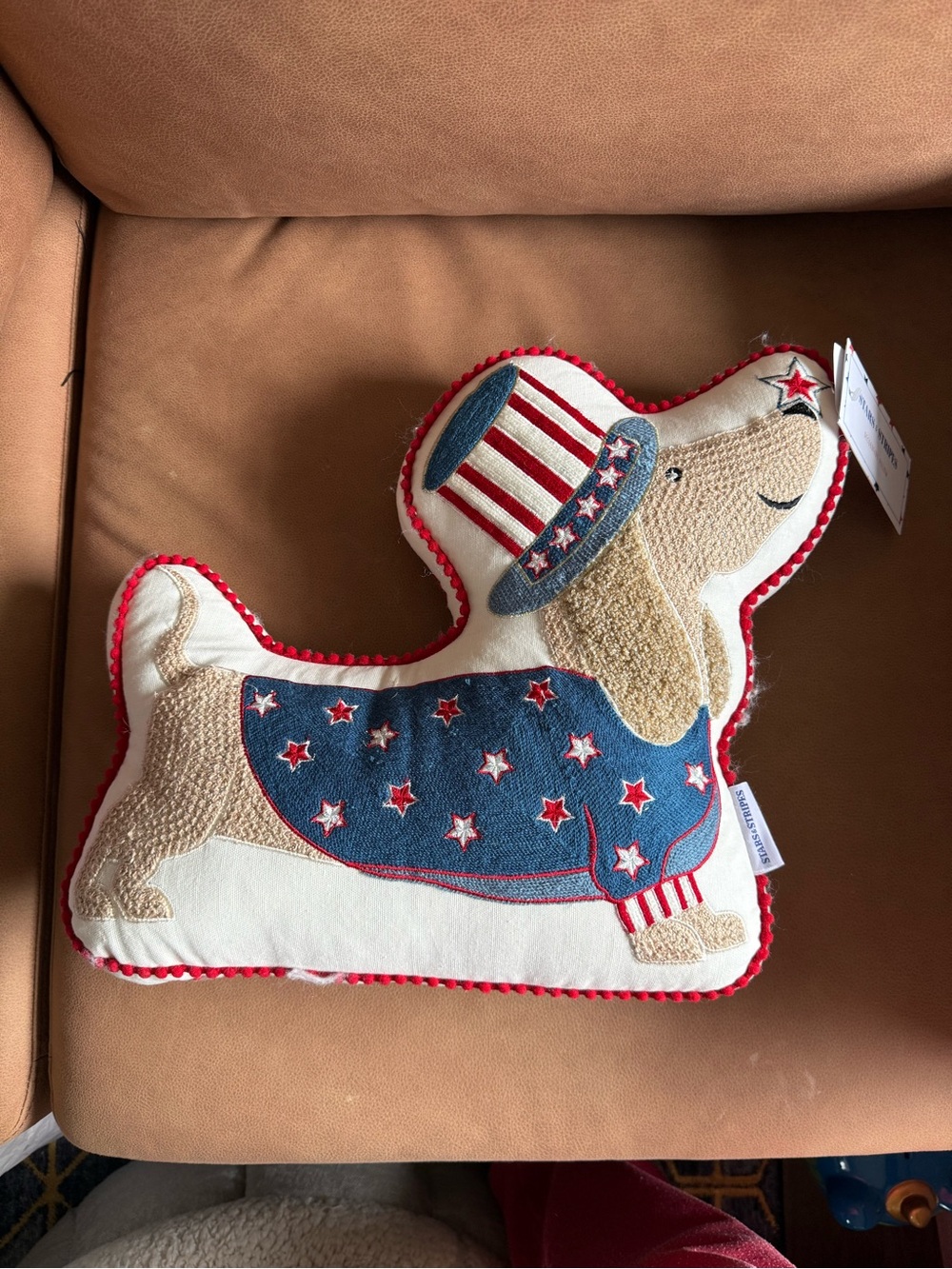 Patriotic Dachshund Accent Pillow - Red, White & Blue